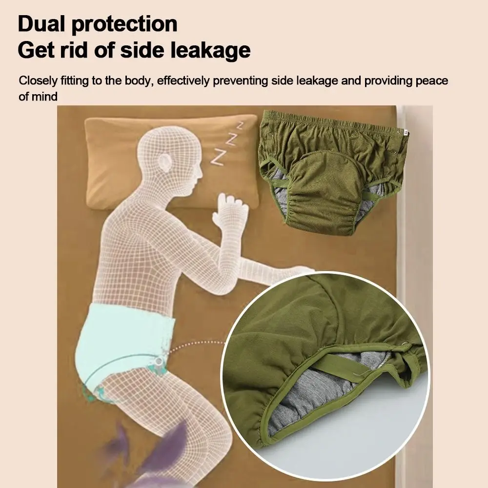Pure Cotton Adult Diapers Water Resistant Anti-Side Leakage Leak-proof Underwear High Absorption Skin-Friendly