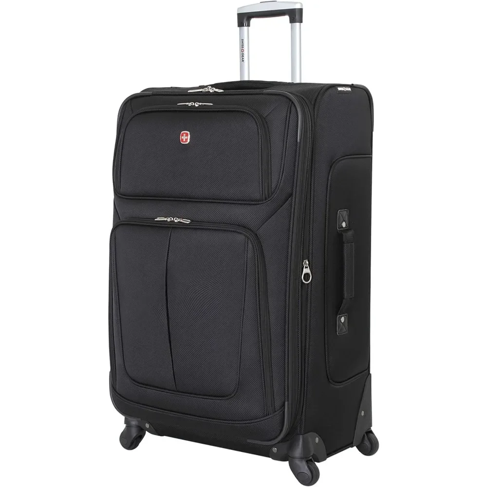 SwissGear Sion Softside Expandable Luggage, Black, Checked-Large 29-Inch