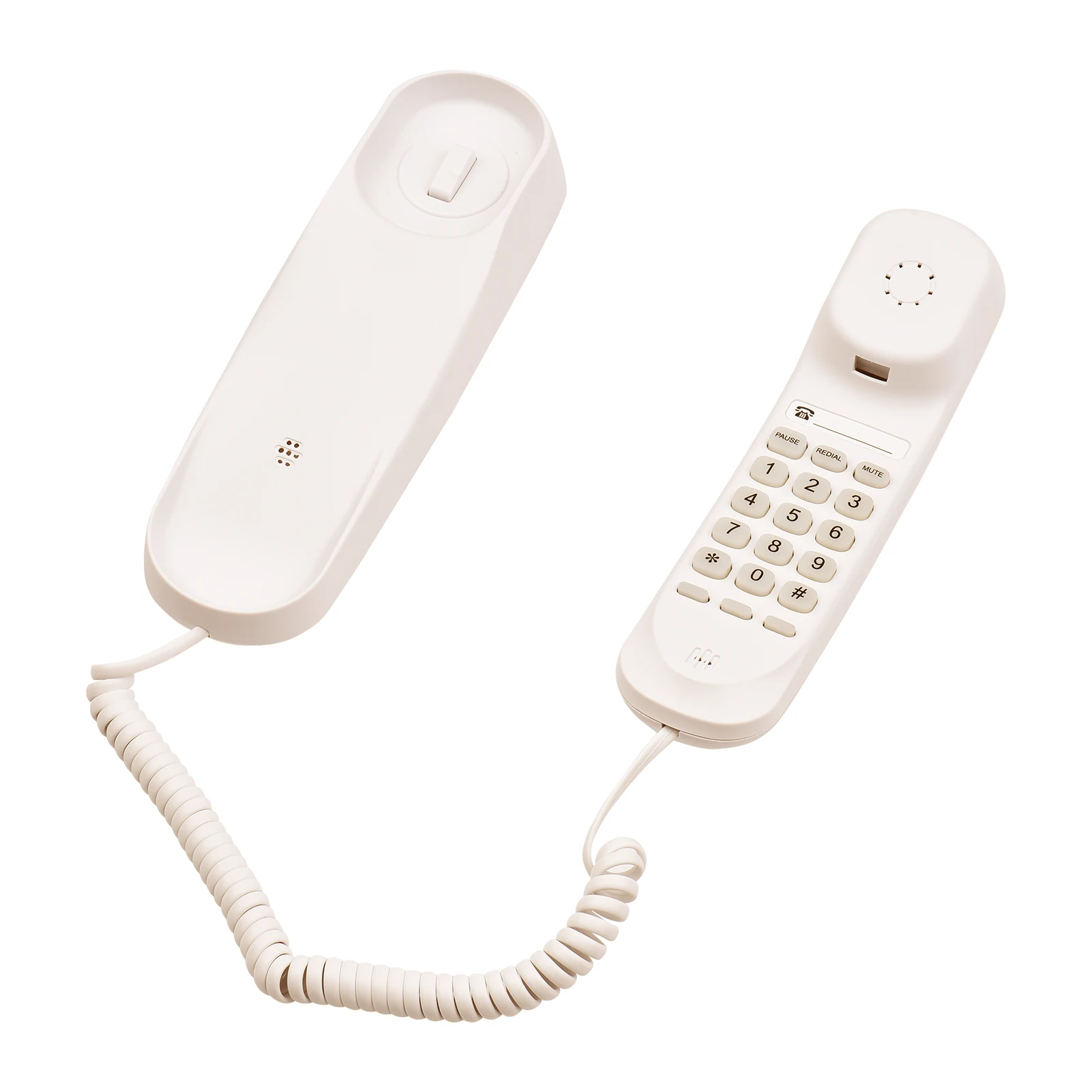 Compact Wall-Mountable Corded Landline Phone with Mute, Pause, and Redial Functions for Home, Hotel, or Office