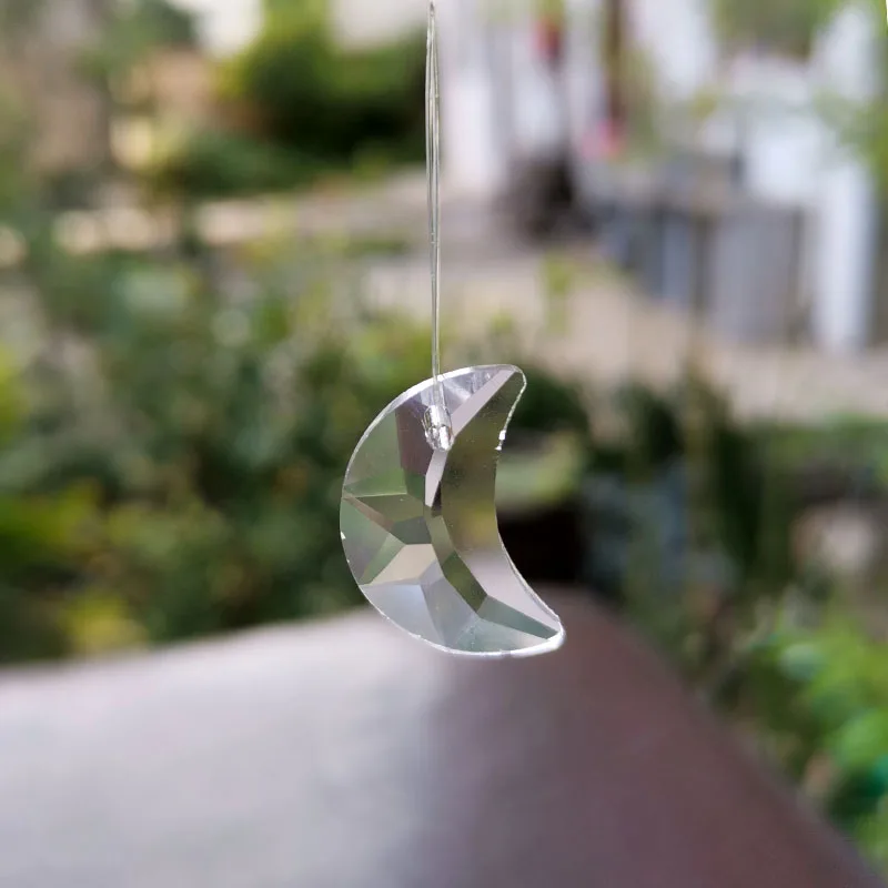 20mm Crystal Beads Moon Suncatcher 1 Hole Decoration Hanging Pendant Chandelier Prism Parts Glass Beads Chain Accessories