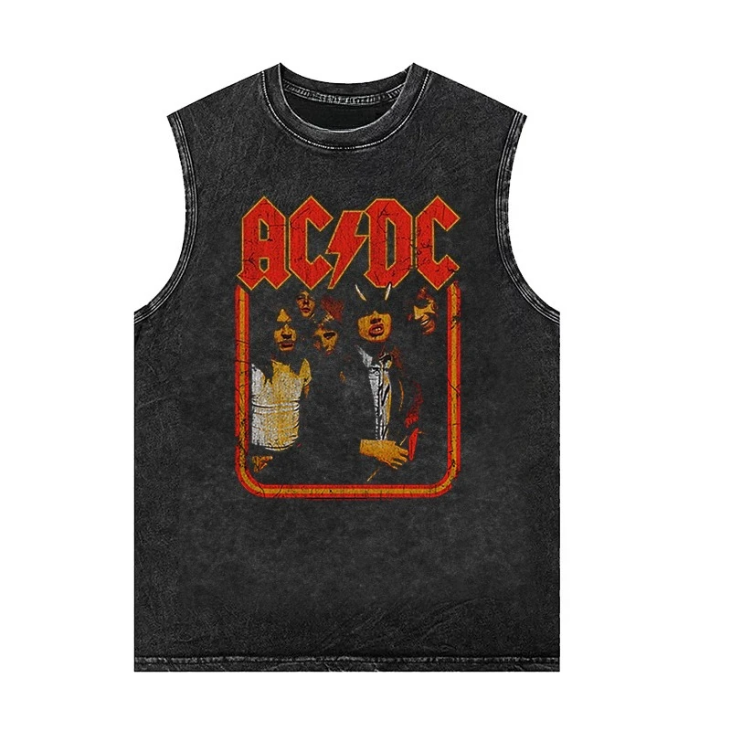 01AW D&G ACDC デザイン メッシュ タンクトップ Y2K アーカイブ Y2k DOLCE and GABBANA 2001 Rock Print ACDC sleeveless Vest