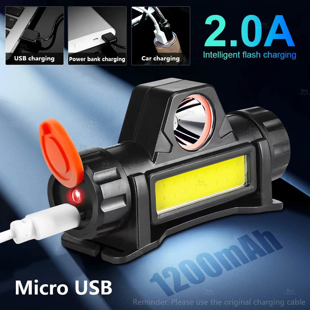 2000M SOS Super Power Headlamp USB Rechargeable LED Head Flashlight For Camping Red Flashing Safety Emergency Light Rechargeable
