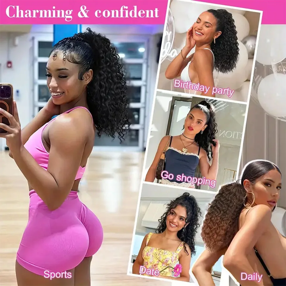 Brazilian Hair Curly Ponytail Extensions Human Hair Clip in Drawstring Ponytail 8-26 Inch human hair extensions