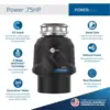 Power .75HP, 3/4 HP Garbage Disposal, Power Series EZ Connect Continuous Feed Food Waste Disposer, Black 2