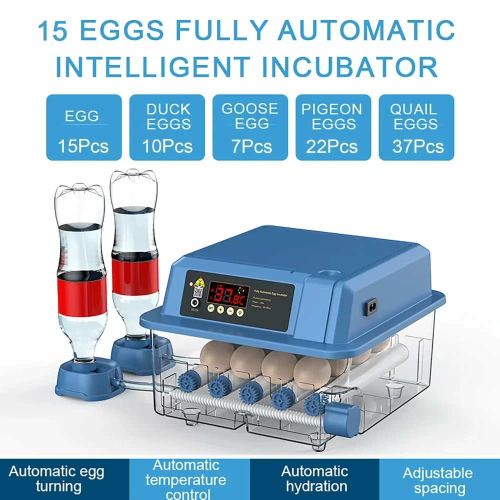 

15 Eggs Incubator With Drawer Type Mini Egg Incubator With Automatic Water Ionic Waterbed Replenishment And Temperature Control