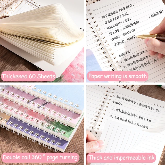 A5 Oil Painting Cover Coil Lined Notebook Set 1/2 Random Cute Books Kawaii Korean Stationery School Supplies for Students 4