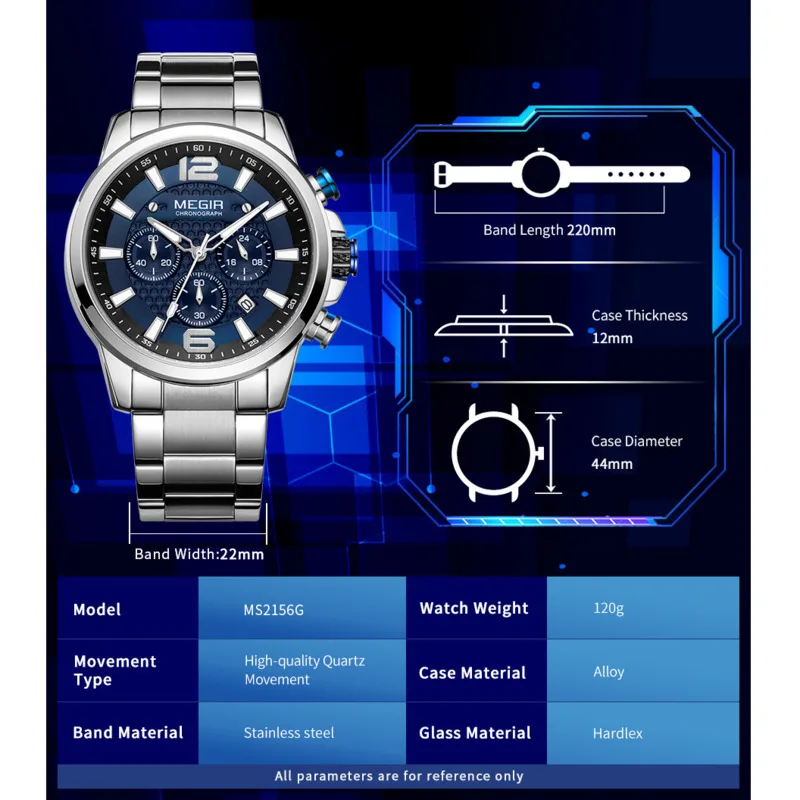 Quartz Watch For Men Wrist Watch Stainless Steel Band Chronograph Watches Luminous Waterproof Wristwatch Man Clock Reloj Hombre