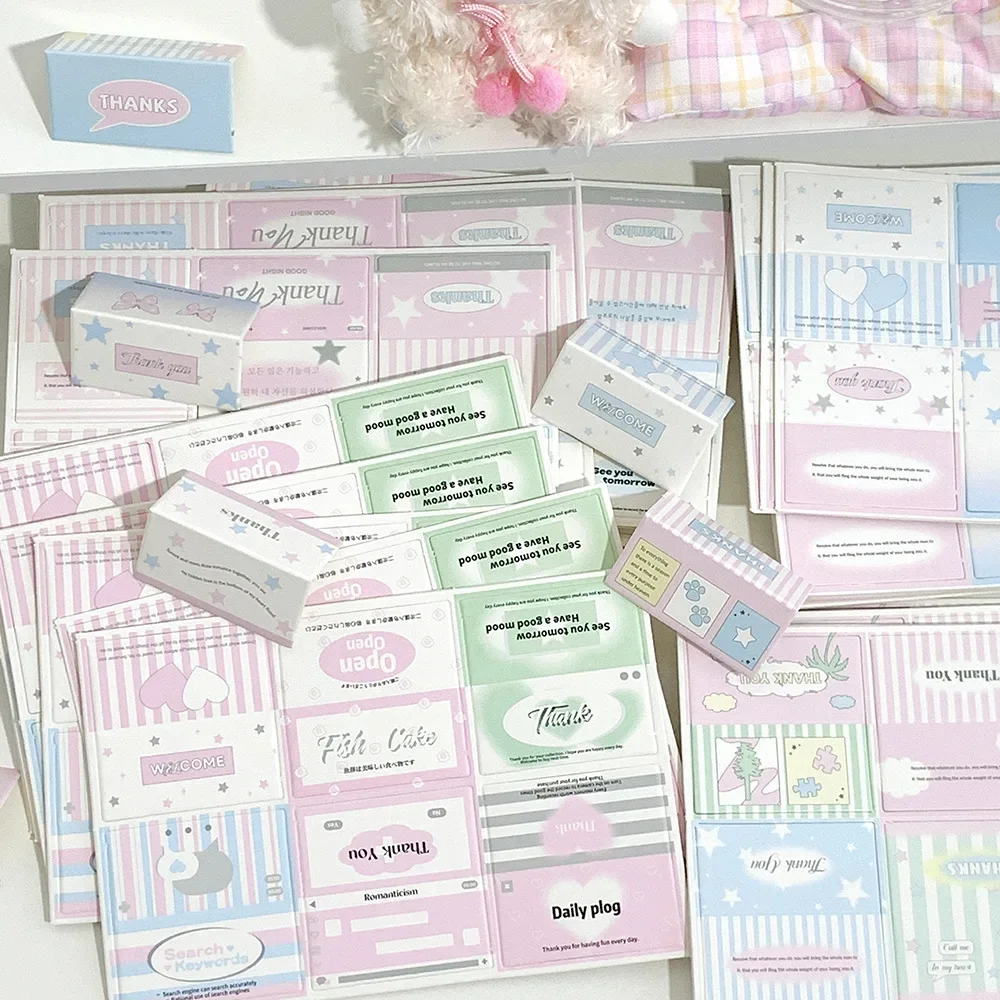 24pcs 한국어 스타일 기능 미니 접이식 카드 헤드 아이돌 카드 포장 재료