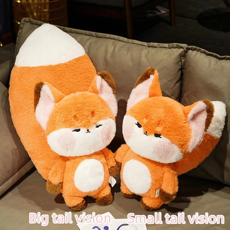 Super Big Tail Fox Hug Toy Stuffed Fairy Tale Fox Throw Pillow Red