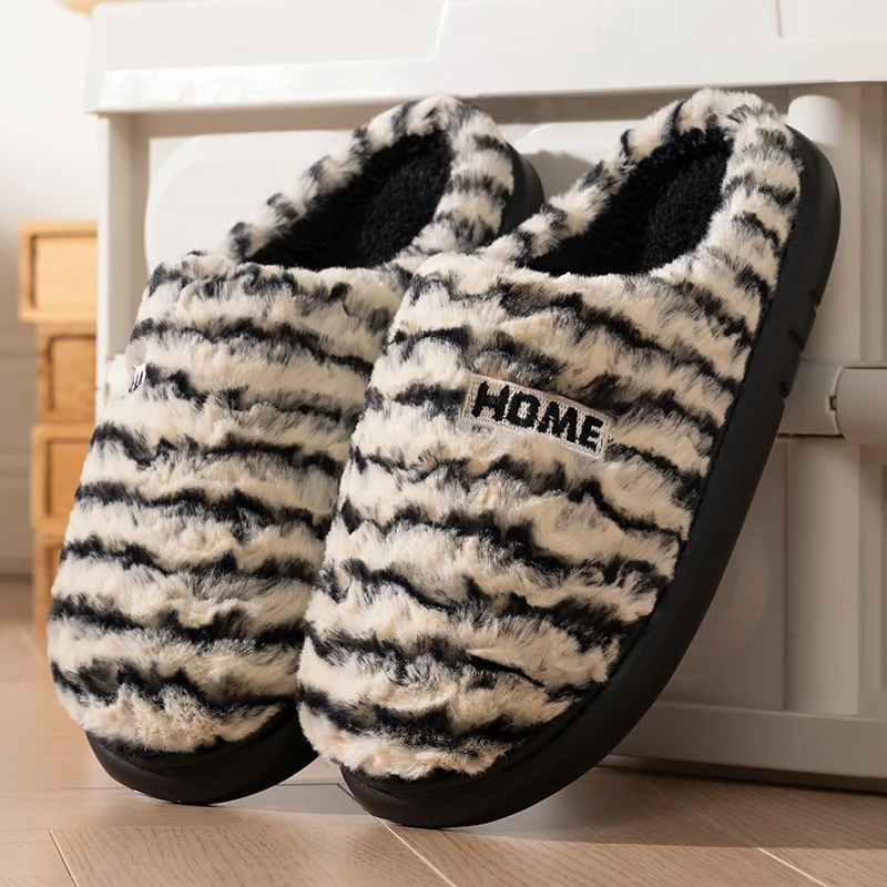 Fashion Mix Color Women's Cotton Slippers Plus Size 45 Warm Plush Slippers Women Platform Soft Soles Home Cotton Slides Female