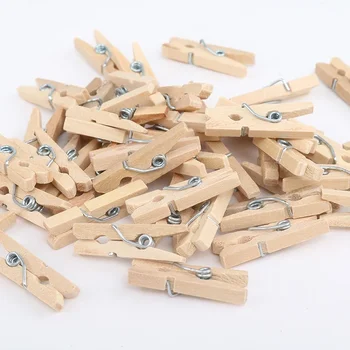 50/100 Pcs Mini Natural Wooden Clips Photo Clips DIY Wedding Party Wooden Clip Organisatoren Gadgets Pour La Maison Pegs