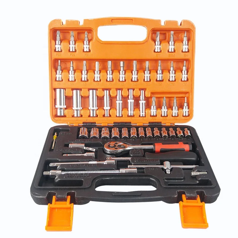 

53-in-1 Multi-function Hand Tool or Metric Socket 1/4 Inch Ratchet Screwdriver Handle Set Auto Repair Tool Hand Wrench Set