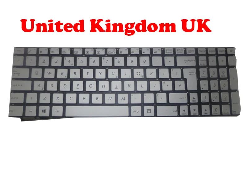 

Клавиатура для ноутбука ASUS R555 R555J R555JB R555JX R555JW R555JQ R555Z R555ZU без пленки с подсветкой Великобритания черный/серебристый