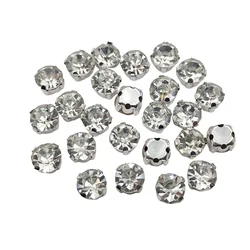 Round Glass Rhinestones with Claw Setting - Crystal Stones with Silver Metal Base - 5mm 100pcs (Clear Crystal)