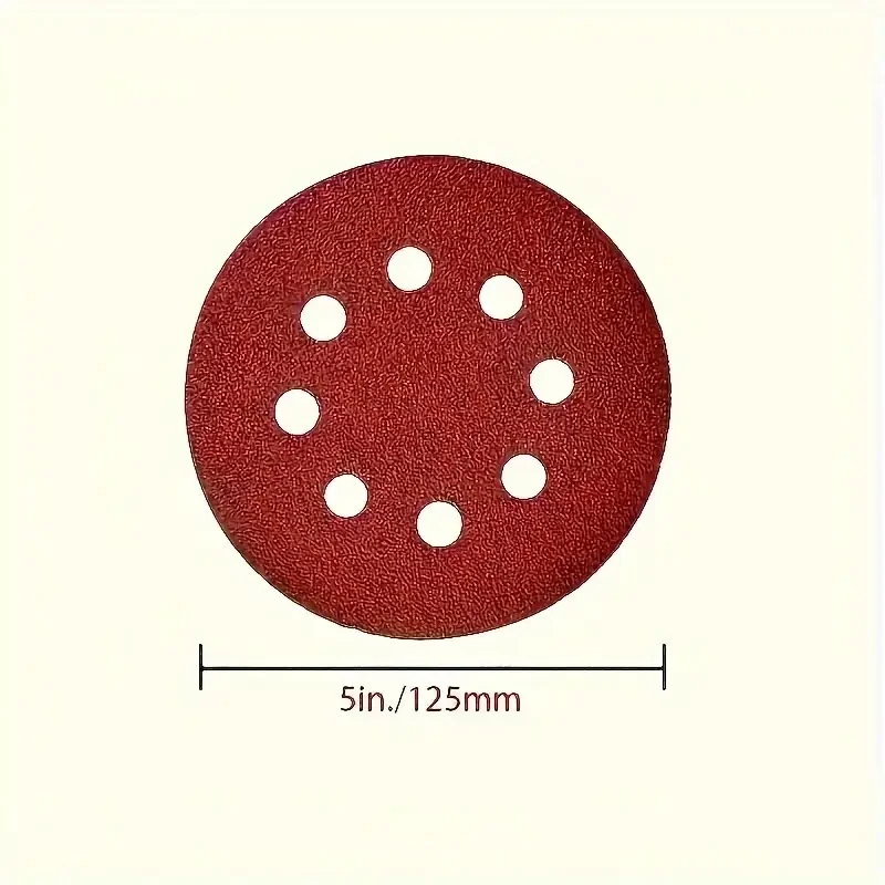 50 Stück 5 Zoll 125 mm rundes Schleifpapier Acht-Loch-Scheiben-Sandblätter Körnung 60–1000 Klett-Schleifscheibenpolitur – Detail 3
