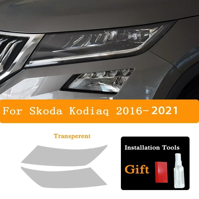 

2 Pcs Car Headlight Tint Black Protective Film For Skoda Kodiaq 2016-Present Protection Transparent TPU Stickers Accessories