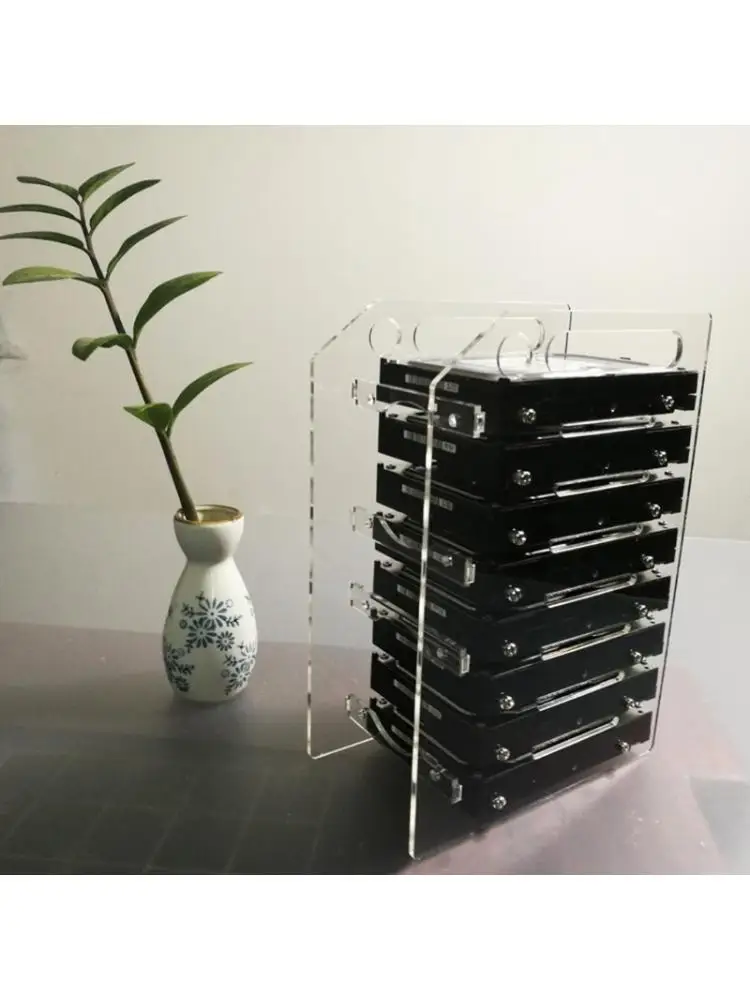 3.5 In DIY Acrylic Hard Disk Bracket Bay Desktop Computer External Hard Drive Shelf Rack HDD Storage Box Organizer for C