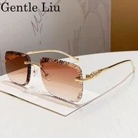 Mode carré sans monture Punk lunettes de soleil hommes 2025 marque de luxe bord coupé sans cadre lunettes de soleil pour homme léopard tête lunettes nuances 4