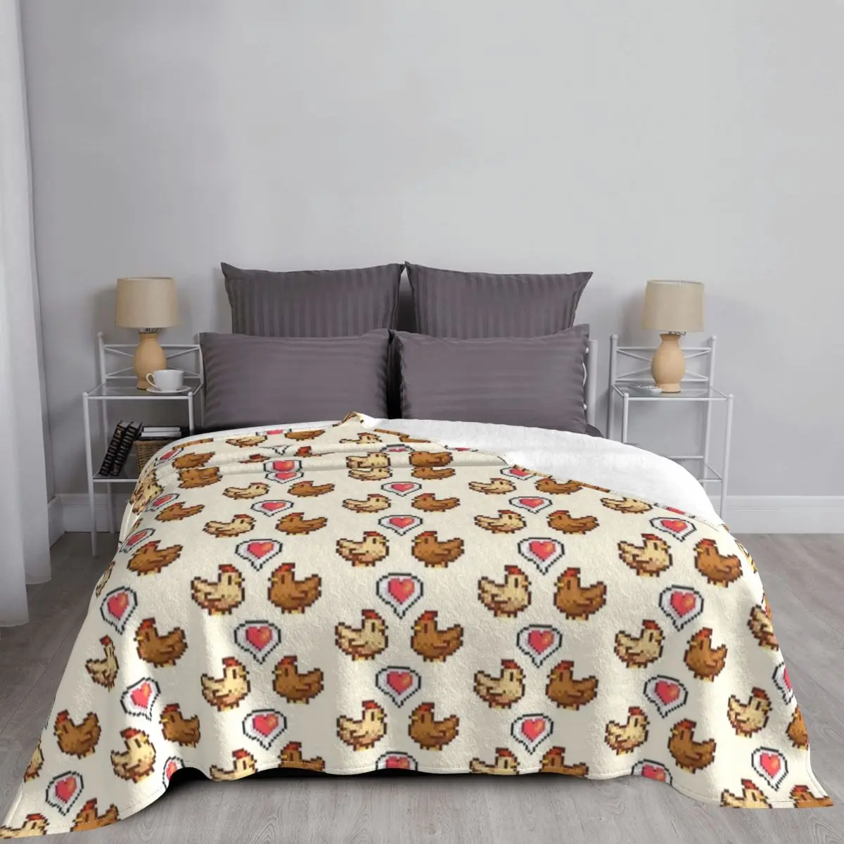 Stardew Valley Chicken Love Blanket Fleece Spring Autumn Portable Soft Throw Blanket for Bed Outdoor Bedding Throws 3