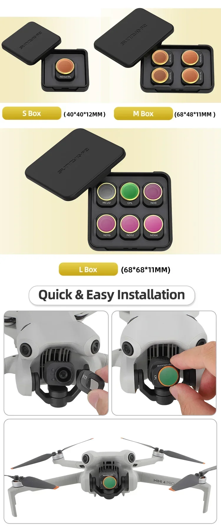 Description Picture 5 of itemLens Filter For DJI Mini 4 Pro Lens Filters Kit UV CPL ND NDPL 8/16/32/64 For DJI Mini 4 Pro Optical Glass Drone Accessories