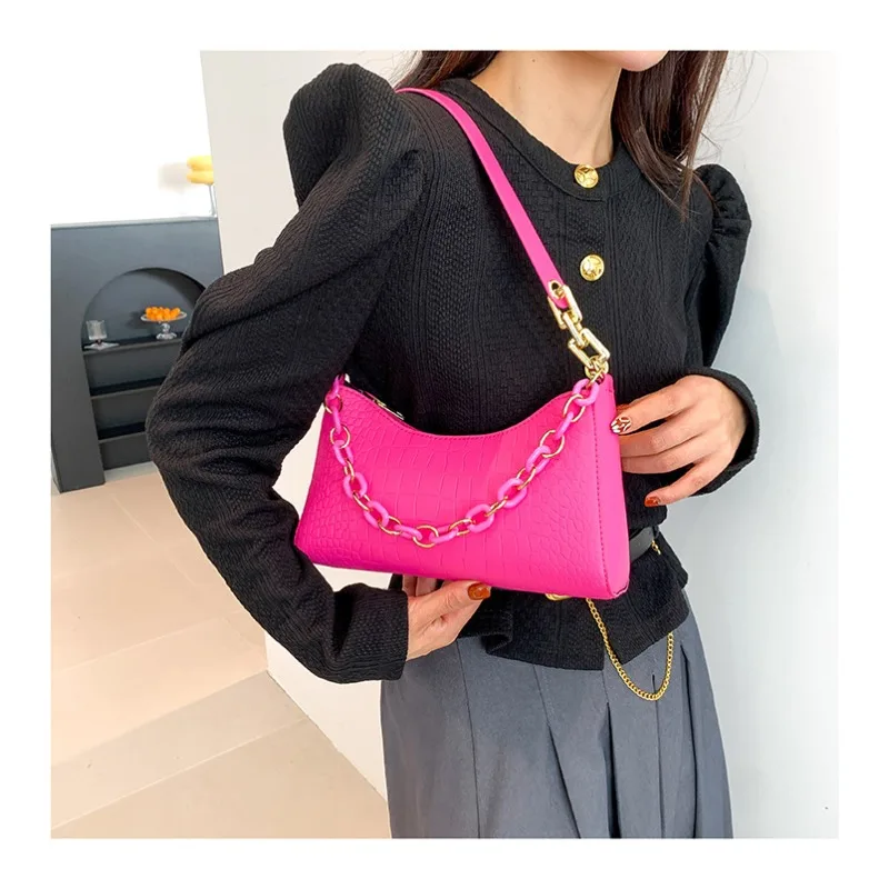 

Niche Design Shoulder Bag for Women New Fashion Crocodile Pattern Underarm Female Shoulder Bag Handbag Luxury Brand Shoulder Bag