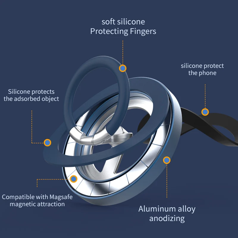 Magnetic Dual-Function Cellphone Stand and Finger Ring Holder
