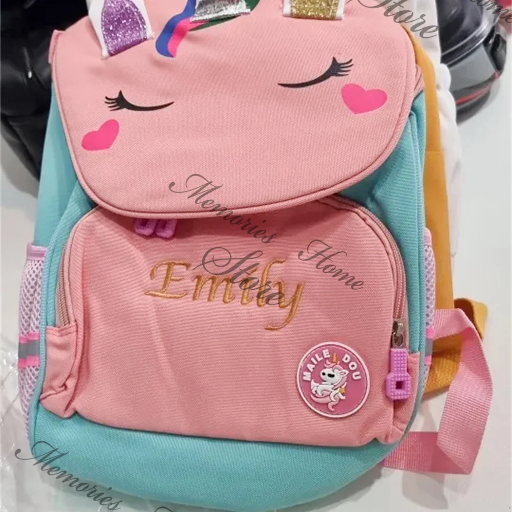 Cartoon Dinosaur Personalized Name Kids Kindergarten Bookbag 3-8 Years Old Boys Girls Backpack Embroidered Name Birthday Gifts 2