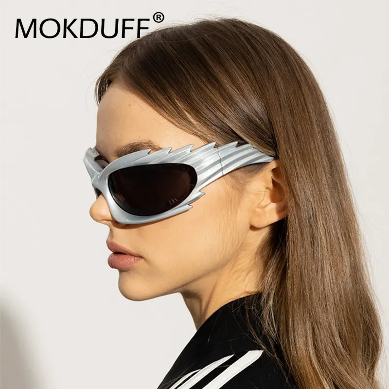 

Punk Spike Rectangle Sport Sunglasses New Women Y2k Sun Glasses Goggle Men Luxury Brand 2000'S Personality Eyewear Shades UV400