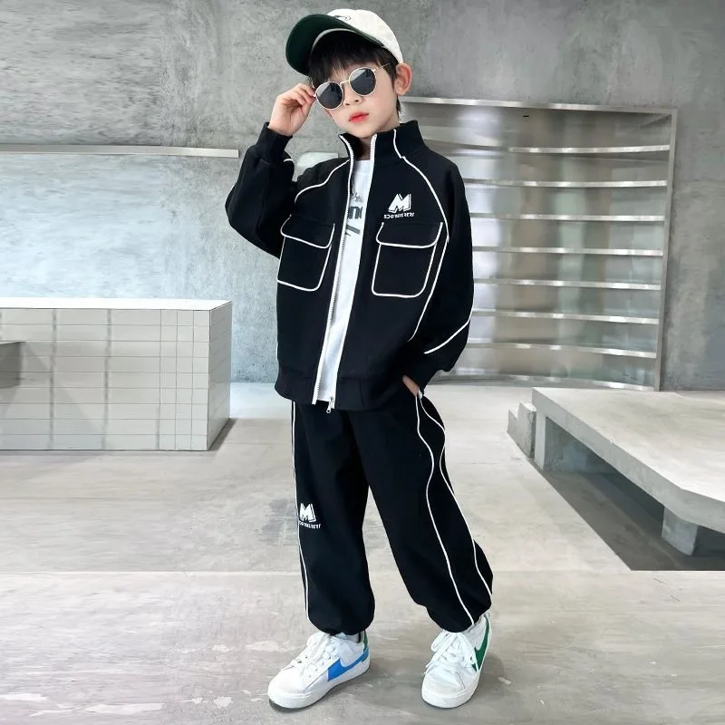 2025 New Boys' Spring-Autumn Outfit Set Middle-Large Size Korean