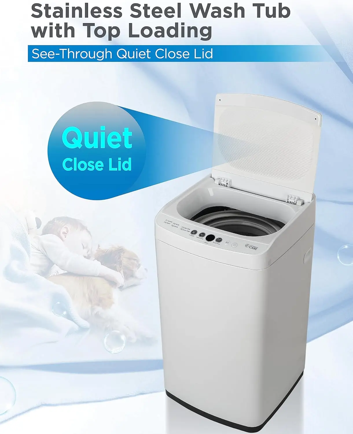0.9 Cu. Ft. Portable Washing Machine, Compact Washing Machine with 6 Wash Cycles, Portable Clothes Washer Featuring 3 Water Leve 3