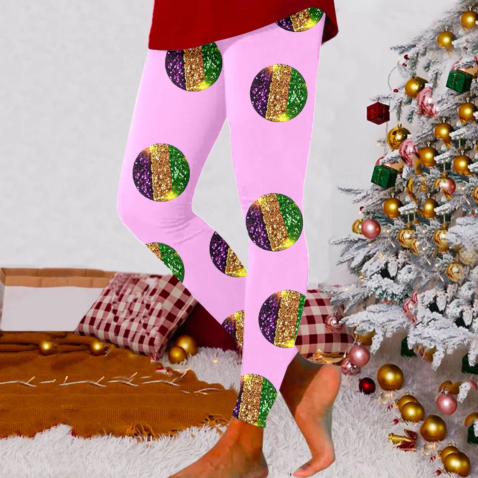 

Womens Carnival Colorful Printing Feather Casual Tight Butt Lifting Leggings Pants High Waist Leggings Cotton Petite