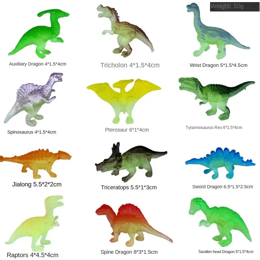 12pcs Mini Luminous Dinosaurs Glow in Dark Dino Toys Treat Kids Birthday Party Favors Boy Girl Gift Fillers Ornament
