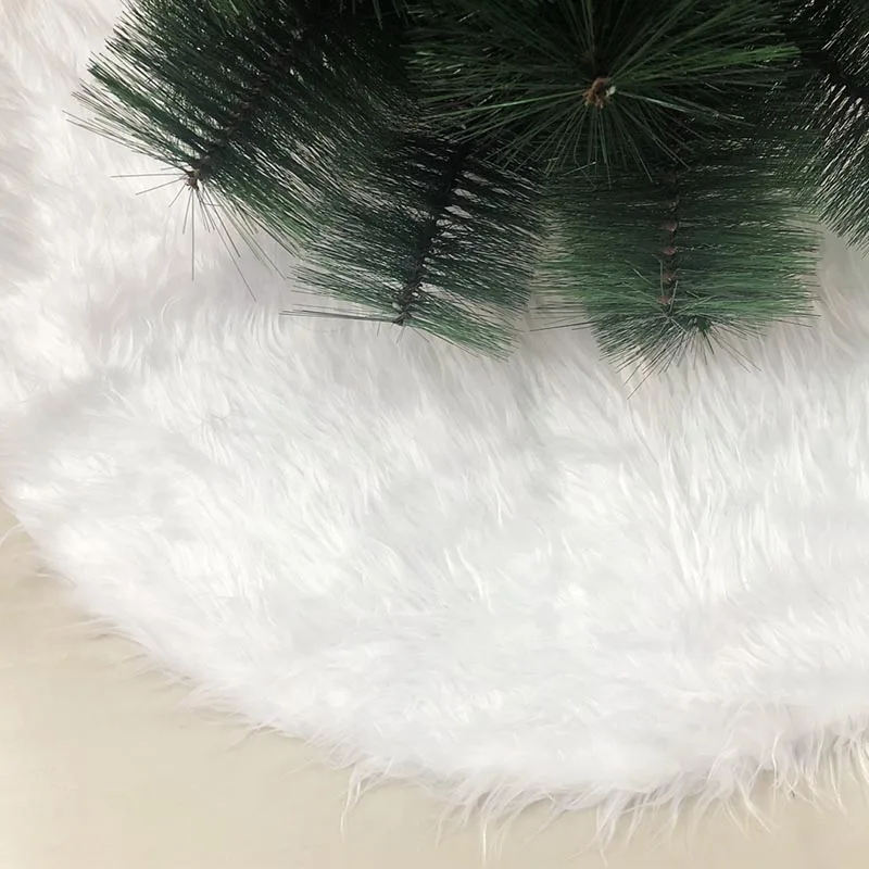 Christmas Tree Skirt Cover Base Mat White Plush Decoration Home Party Holiday