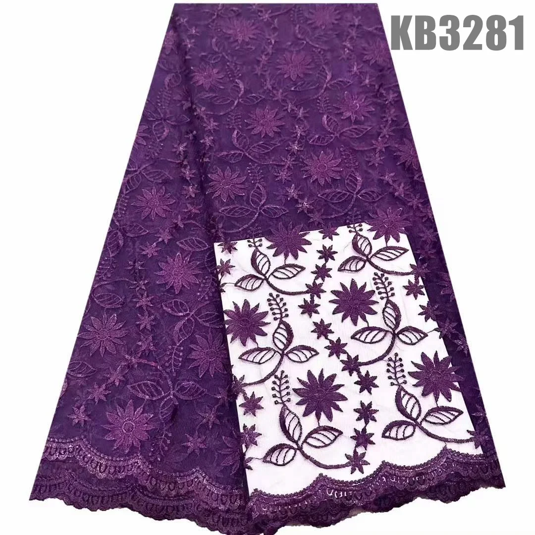 

Purple Tulle Lace Fabric Flower Mesh Fabric Milk Silk Applique 3D Floral Lace French Lace Fabric For Wedding Dress Cloth KB3284