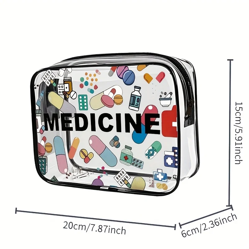 Medicine Cosmetic Bag Women Large Capacity Travel Organizer Easy Wipe Clean...