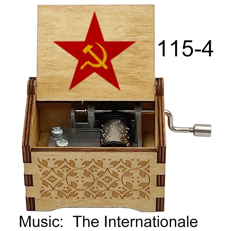 Color Print The Internationale Music Box Hand Musical Box Gift for Friends Father Mother Friends Grandfather New Year Gift