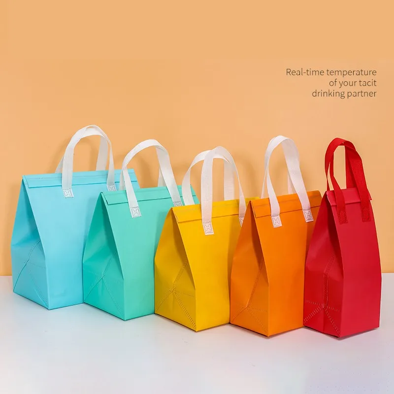 StoBag 25pcs Non-woven Tote Bags Portable Fabric Food Drinks Cake Packaging Keep Warm Cold Delivery Insulation Reusable Pouches 2