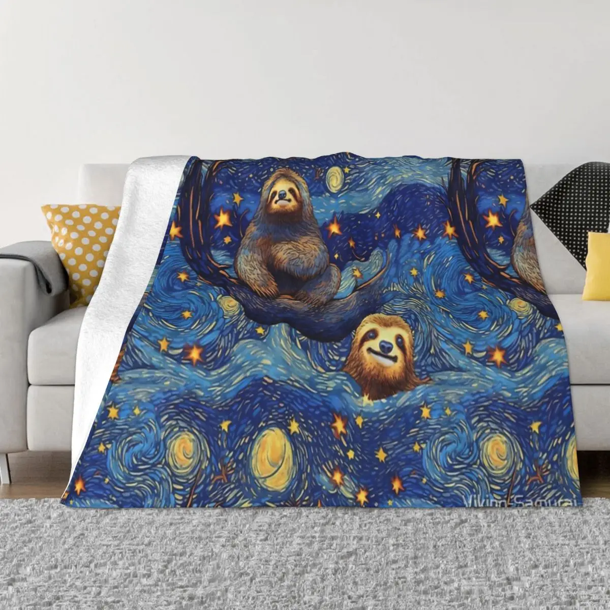 Starry Night Of Happy Sloths Coperta Copriletto Sul Letto Spesso Sul Letto