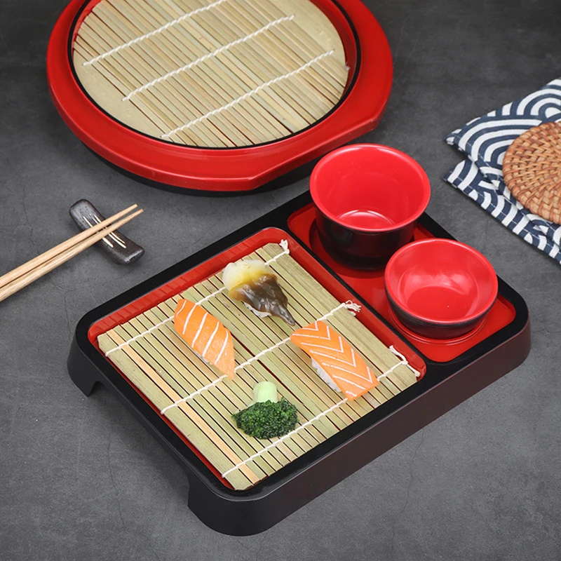 Japanese Style Cold Noodle Plate Dish Sushi Restaurant Soba Udon With Bamboo Mat Flavor Saucer Cup Cuisine Korean Tableware