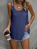 Minimalist Double-Strap Camisole, Slim-Fit V-Neck Design, Silk-Cool Breathable Fabric, Sleeveless Cool Summer Outer Layer, All-S - Image 3