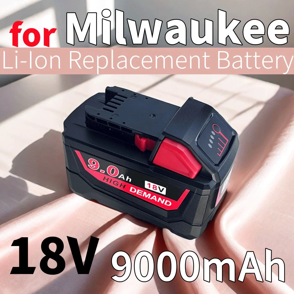 

9000mAh 18V M18 XC Li-Ion Replacement Battery for Milwaukee 48-11-1815 M18B2 M18B4 M18B5 M18B M18B9 M18BX With charger
