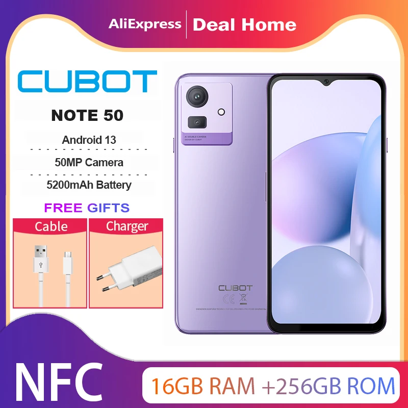 CUBOT Celular Cubot Note 50 8GB 256GB Tarjeta SIM Dual Android 13-Púrpura