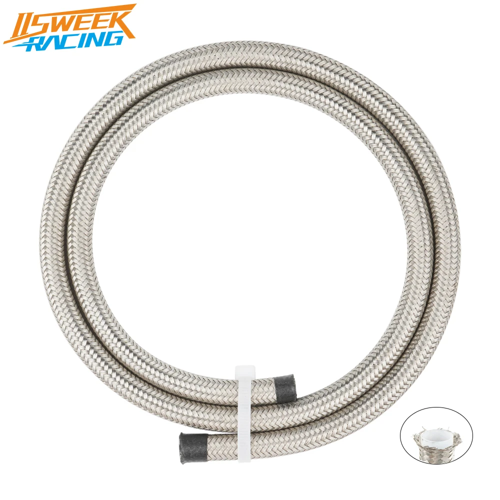 1m/3ft Stainless Steel Braided Fuel Line Hose Ptfe E85 Ethanol Fuel
