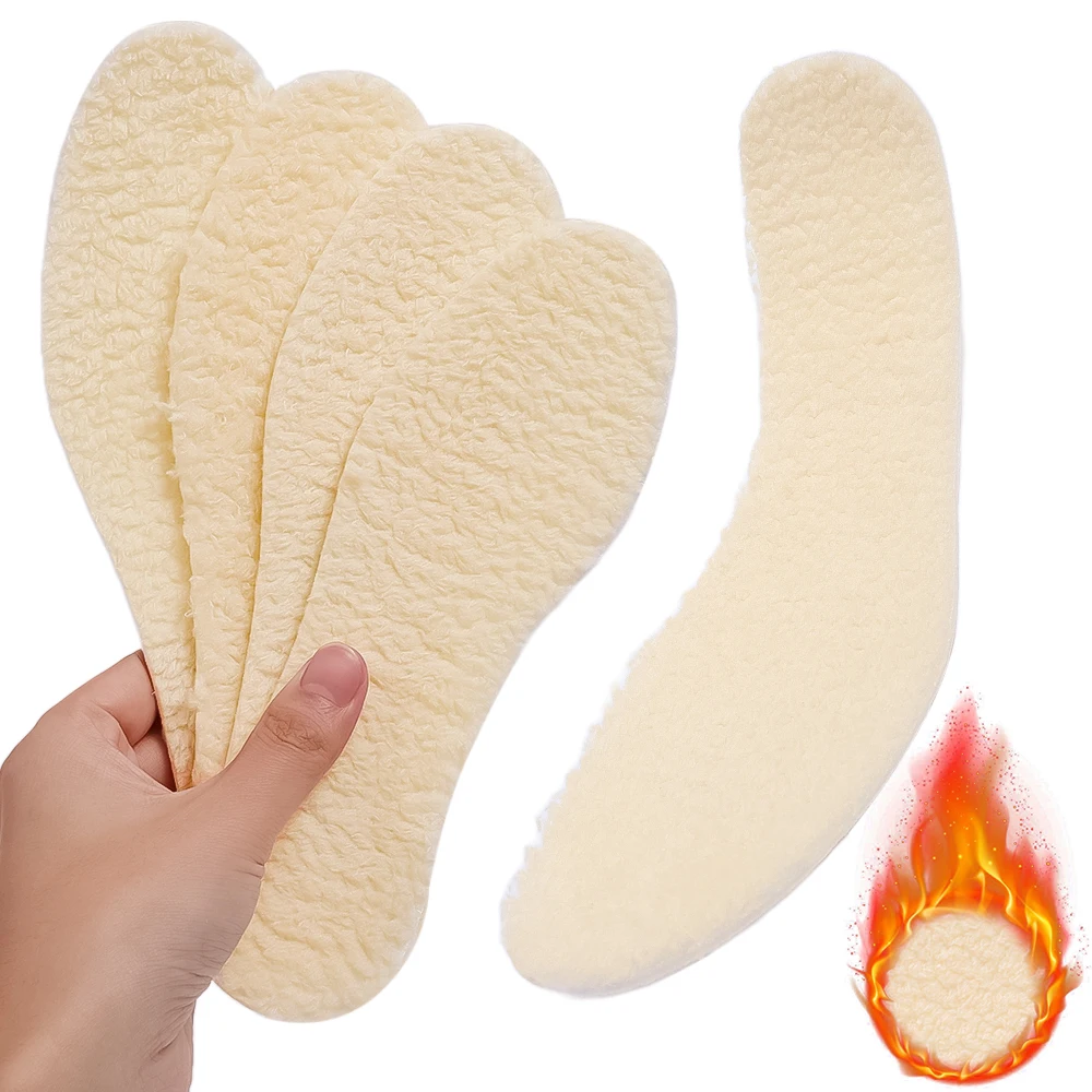 Plantillas gruesas de lana de cordero de imitación de invierno, a prueba de frío, cálidas, botas de nieve para hombres y mujeres, almohadilla para pies, plantilla suave y adaptable_voghion.com
