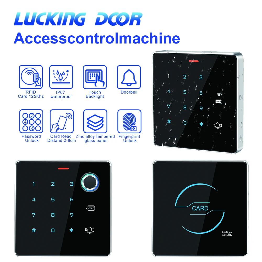 

2023 New in Zinc Alloy Backlight Touch Access Control Keypad IP67 Waterproof Standalone RFID 125kHZ EM Card Wiegand Reader 26Bit