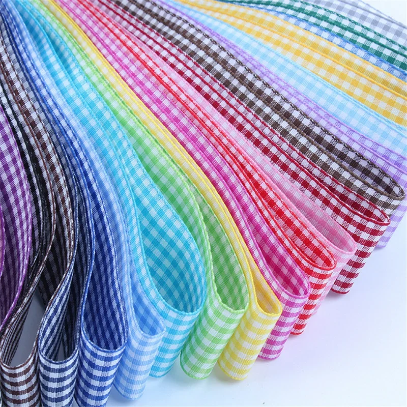 Polyester Ribbon 10mm 25mm Lattice Plaid Ribbons Bow Gift Wrapping 5 yards / lot ribbon decoration,ribbon supplies,wrapping ribbon