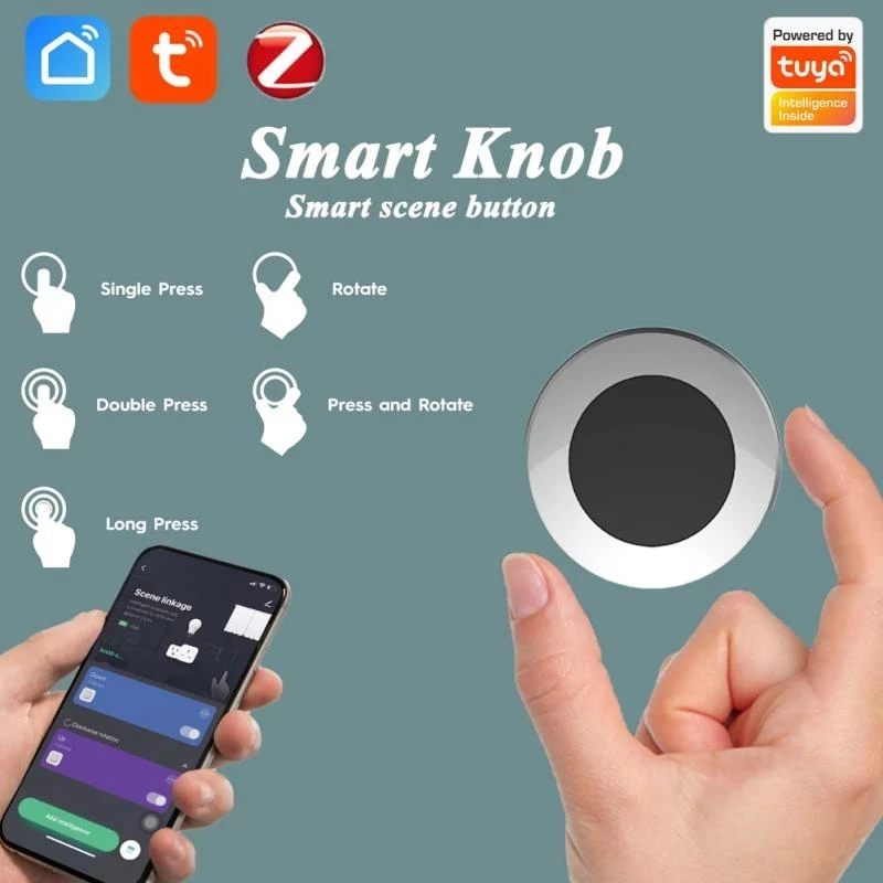 Tuya ZigBee Smart Light Switch Knob Wireless Scene Button Controller Battery Powered Automation Scenario Via Zigbee Gateway