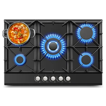 30 Inch 5 Burners Stove Top Built-in NG/LPG Convertible with Thermocouple Protection Gas Cooktop 1