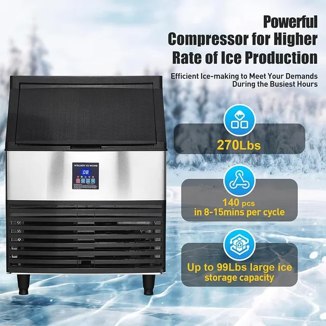 Machine à glaçons commerciale SIHAO, équipement de fabrication de glace à haute production quotidienne de 200 kg/24 h, unité 220 V pour les magasins de boissons, les cantines et l'alimentation quotidienne en glace à domicile XJP 1