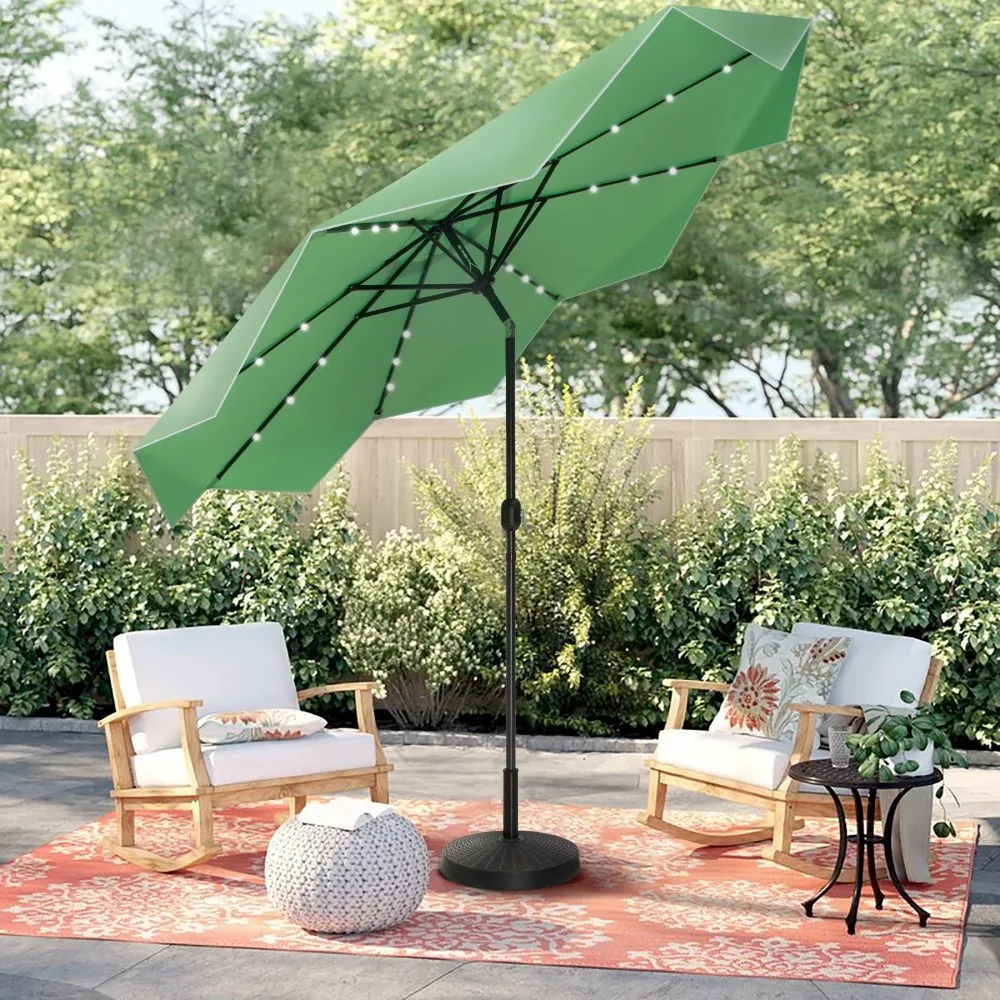MF Studio 10FT Solar LED Outdoor Market Patio Umbrella with Easy Tilt  Adjustment, Green Outdoor Umbrella, Patio Furniture - AliExpress